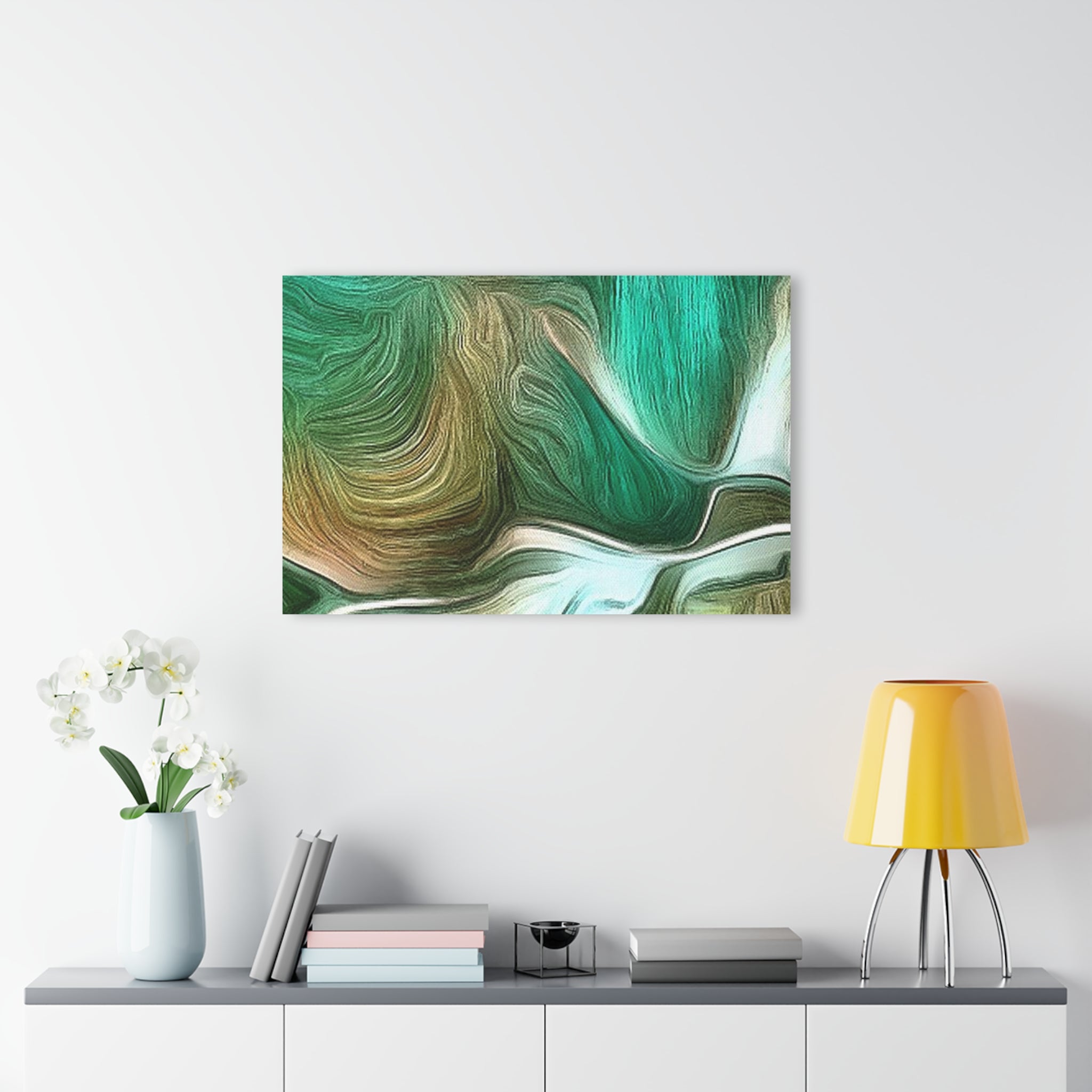 Abstract Green Flow Acrylic Print — Modern Wall Art (French Cleat Hanging)