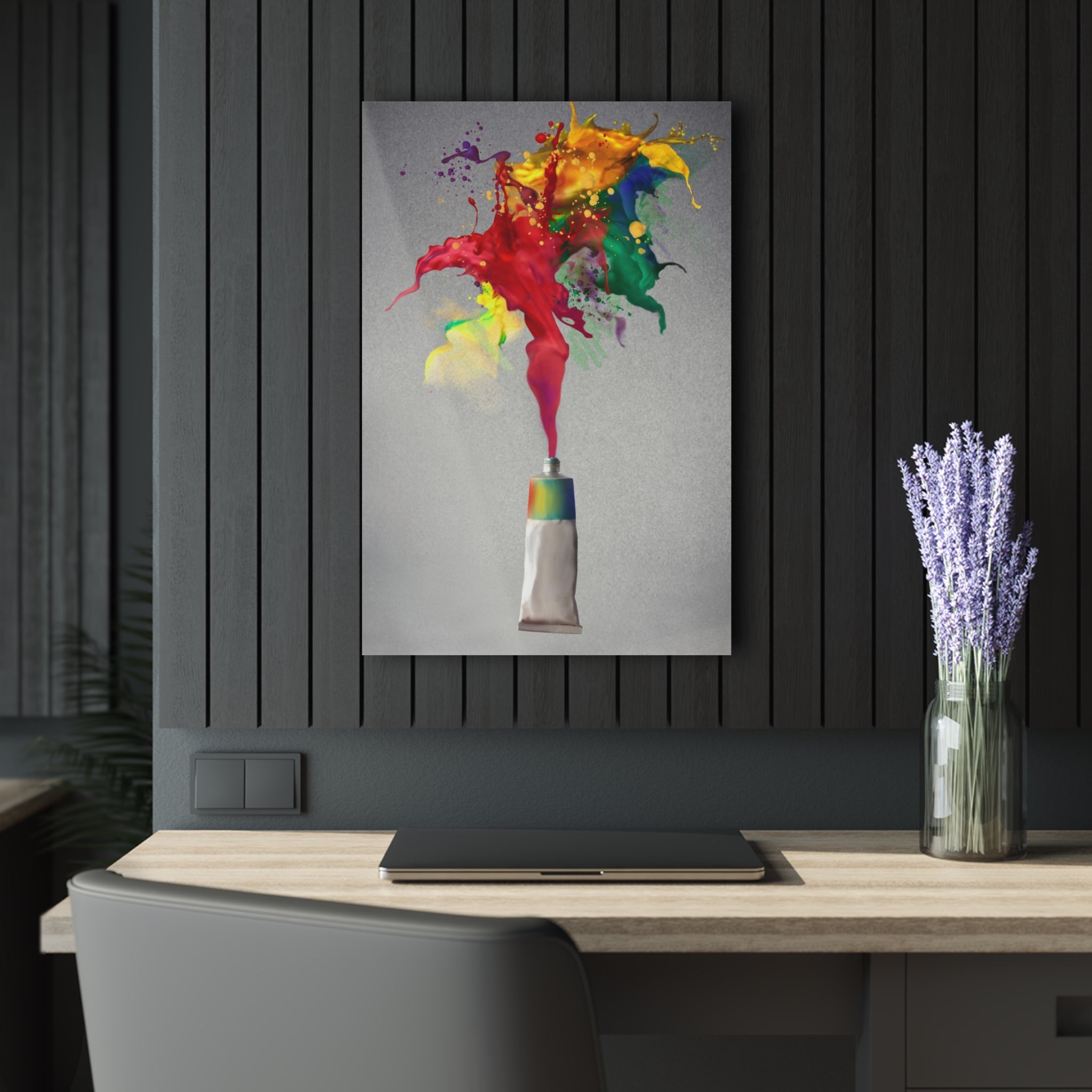 Color Burst Paint Tube Acrylic Print — Vibrant Art Wall Decor (French Cleat Hanging)