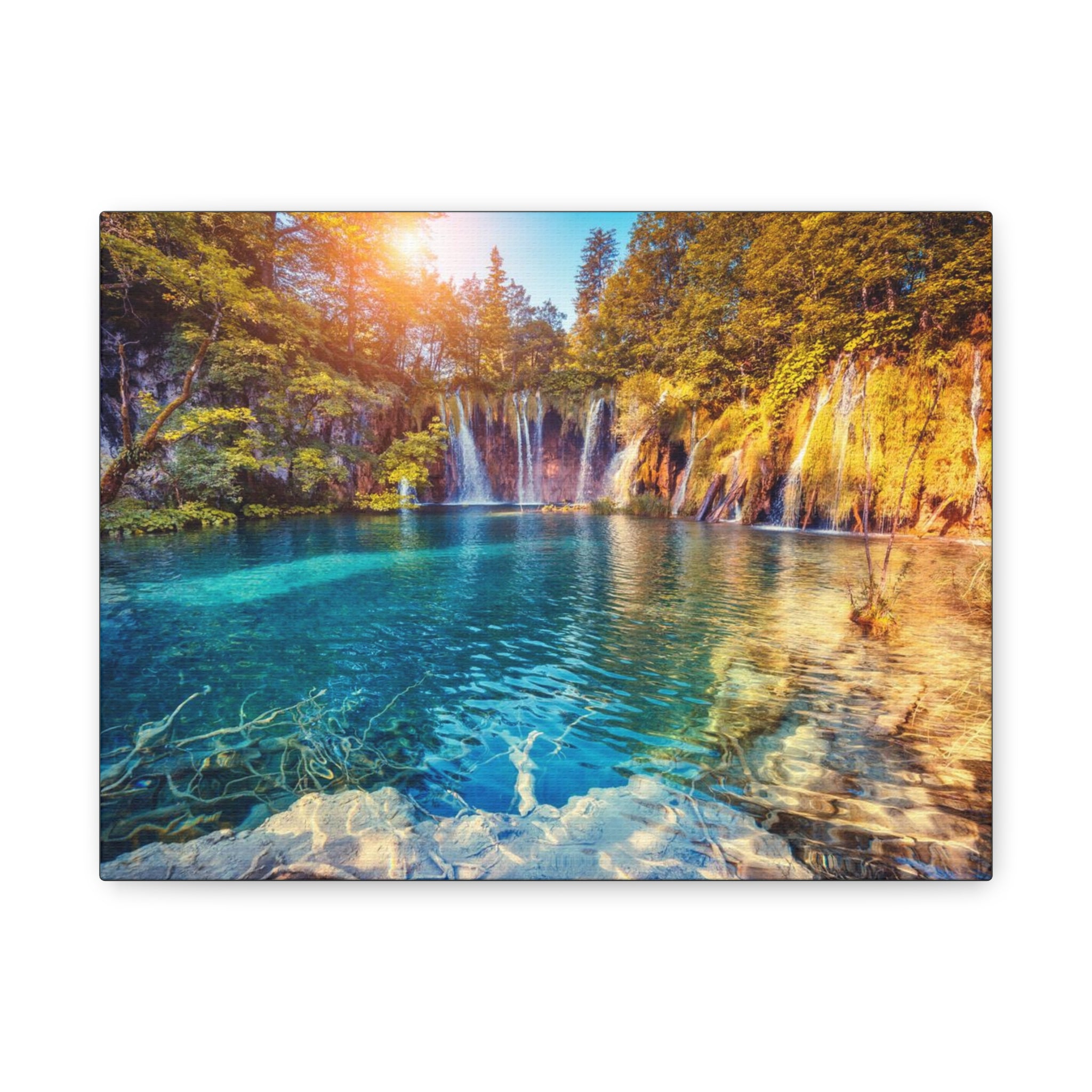Waterfall Lake Matte Canvas Print — Stretched 1.25" Wall Art