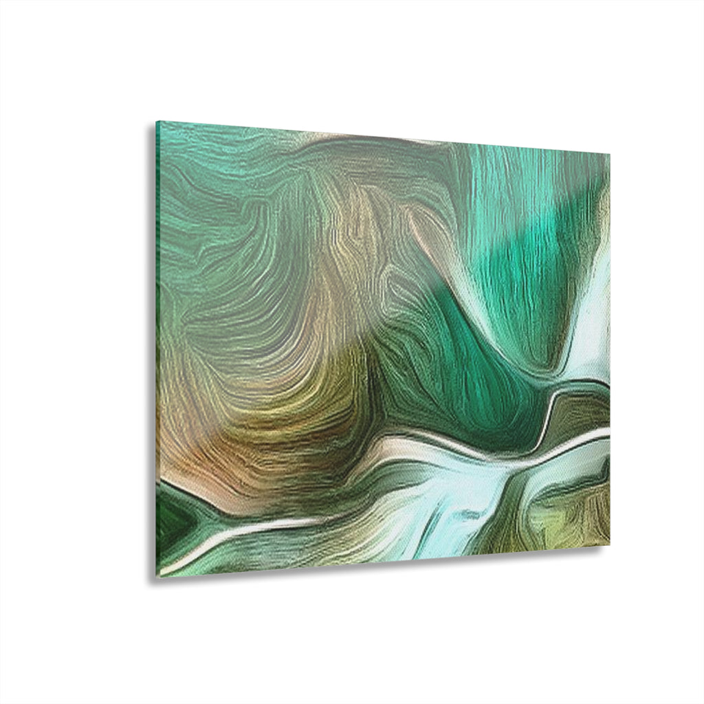 Abstract Green Flow Acrylic Print — Modern Wall Art (French Cleat Hanging)