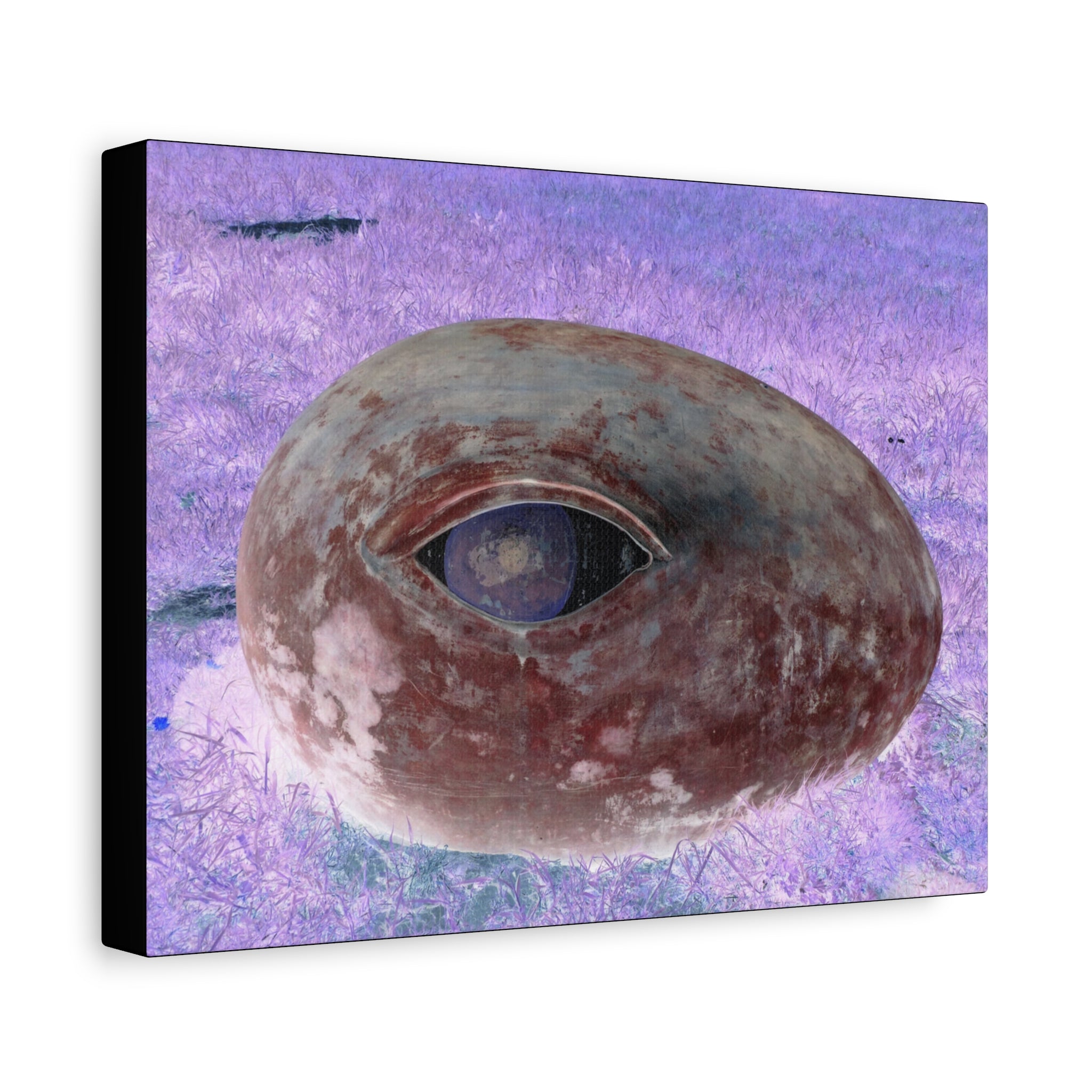 Surreal Eye Stone Matte Canvas Wall Art — Mystical Purple Landscape