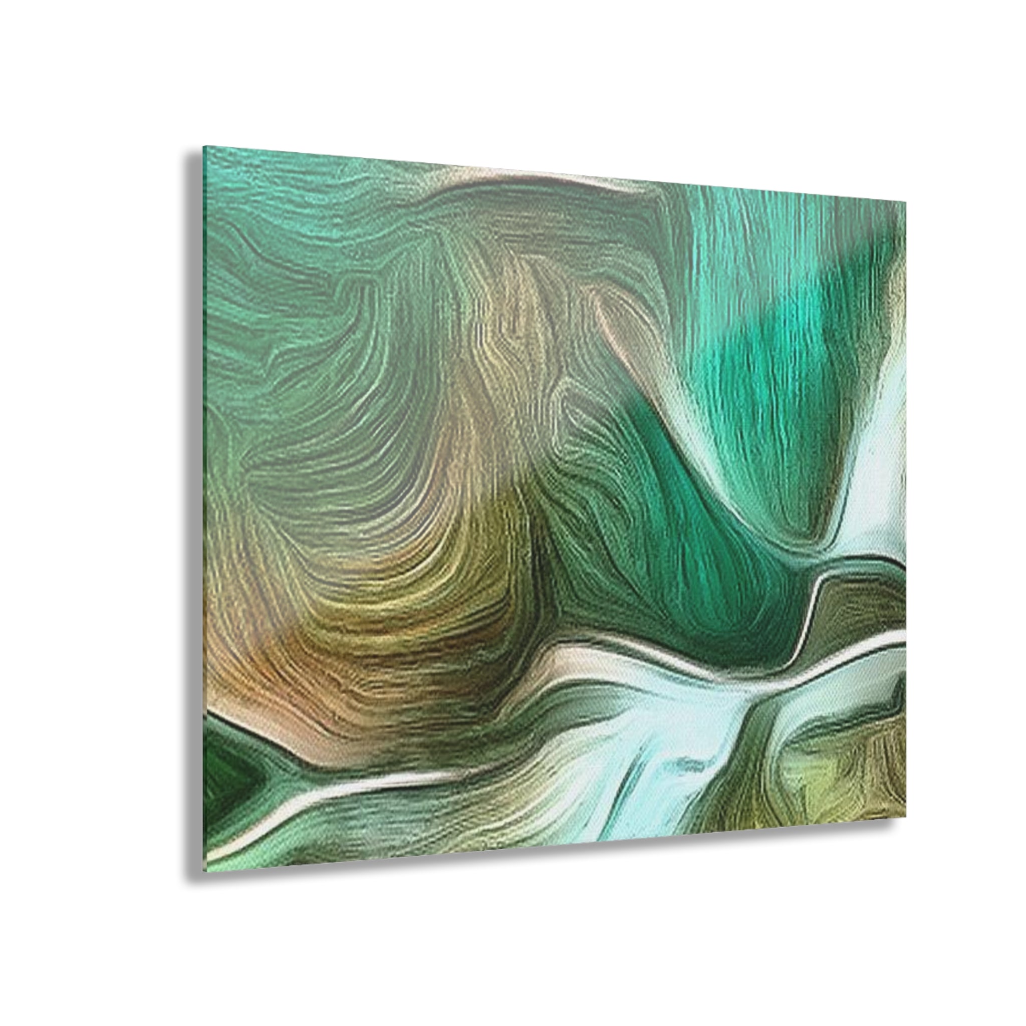 Abstract Green Flow Acrylic Print — Modern Wall Art (French Cleat Hanging)